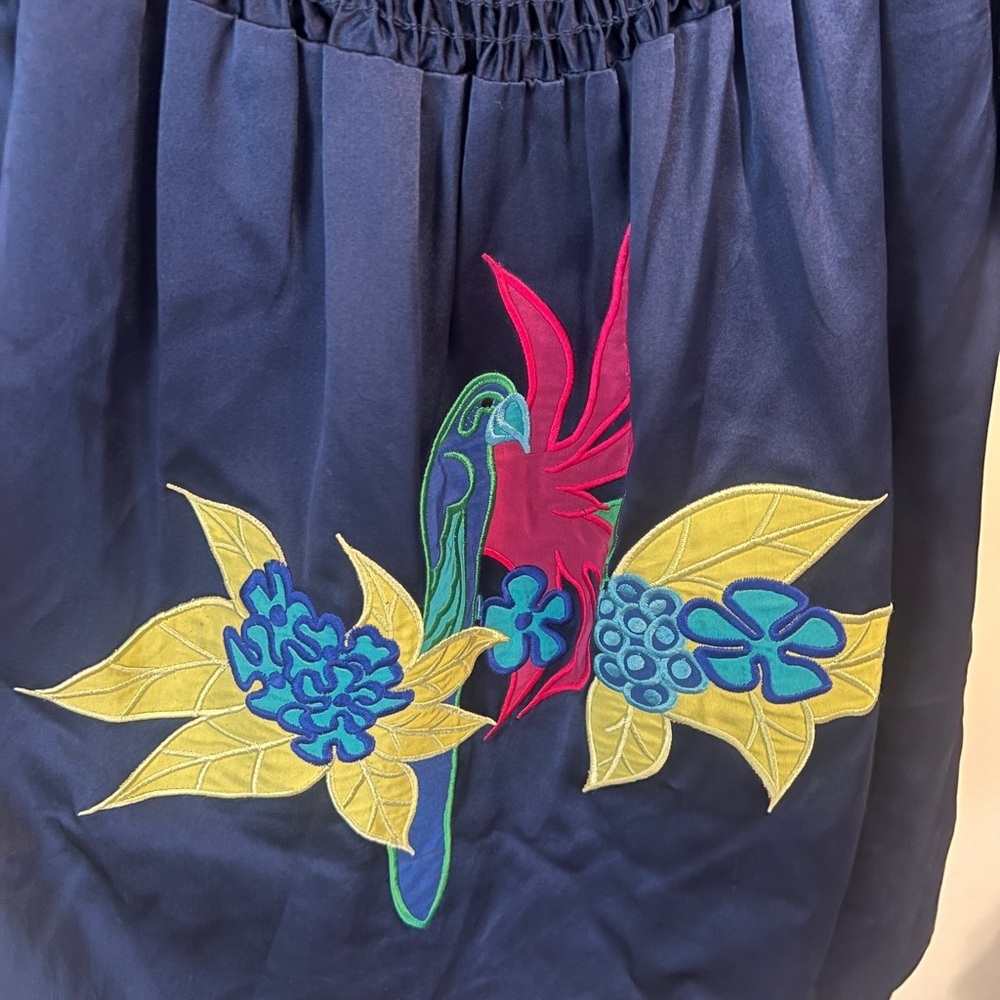 Voom by Joy Han Navy Blouse with Colorful Floral Design - Picture 4 of 7